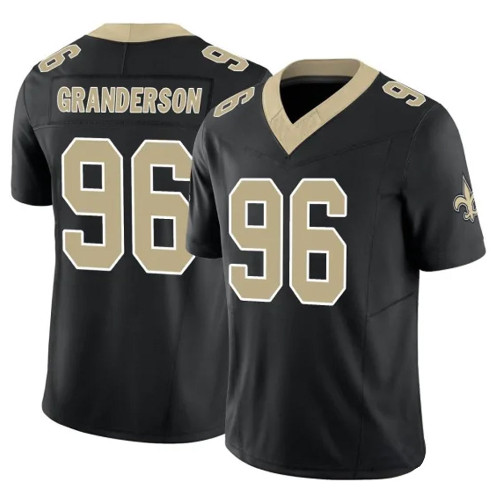 Vanessashop NO.Saints #96 Carl Granderson Player Black Limited Vapor F.U.S.E. Home Game Stitched Jerseys
