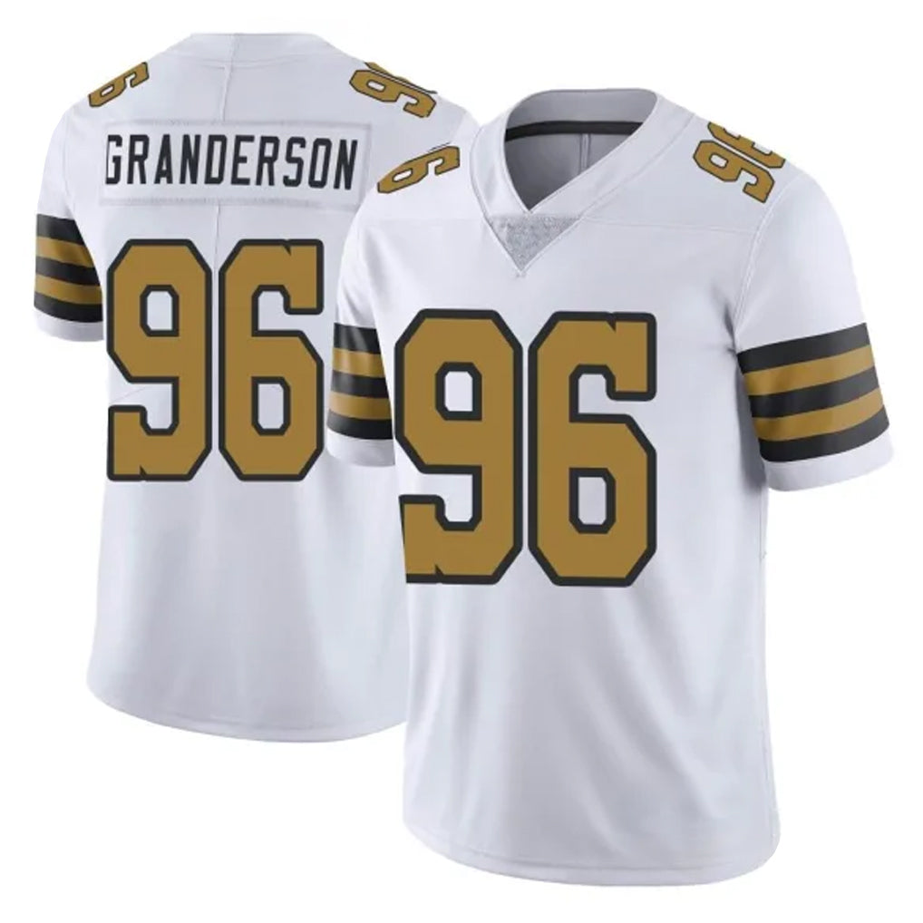 Vanessashop NO.Saints #96 Carl Granderson Player White Limited Color Rush Home Game Stitched Jerseys