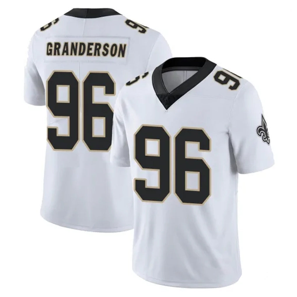 Vanessashop NO.Saints #96 Carl Granderson Player White Limited Vapor Untouchable Home Game Stitched Jerseys