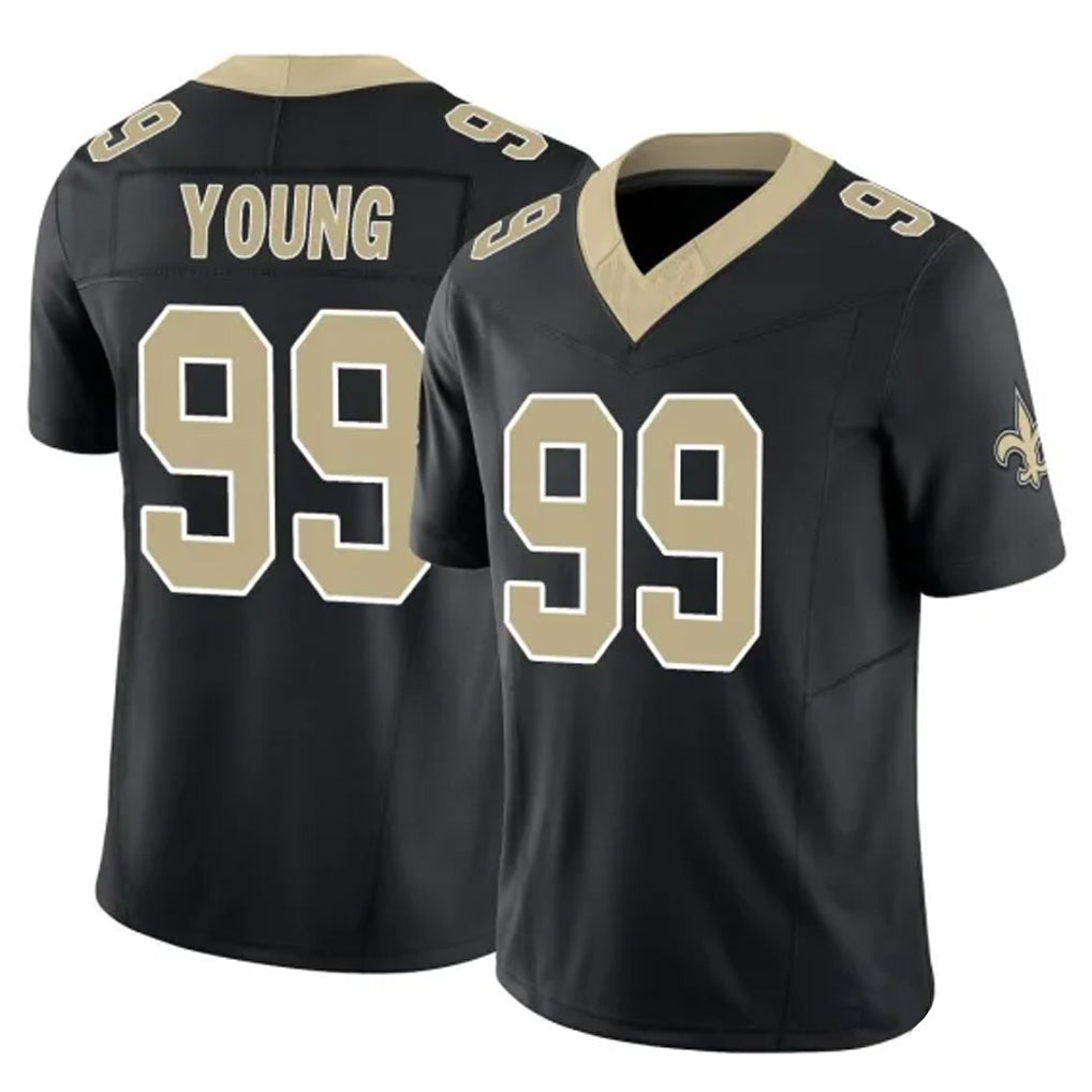 Vanessashop NO.Saints #99 Chase Young Player Black Limited Vapor F.U.S.E. Home Game Stitched Jerseys