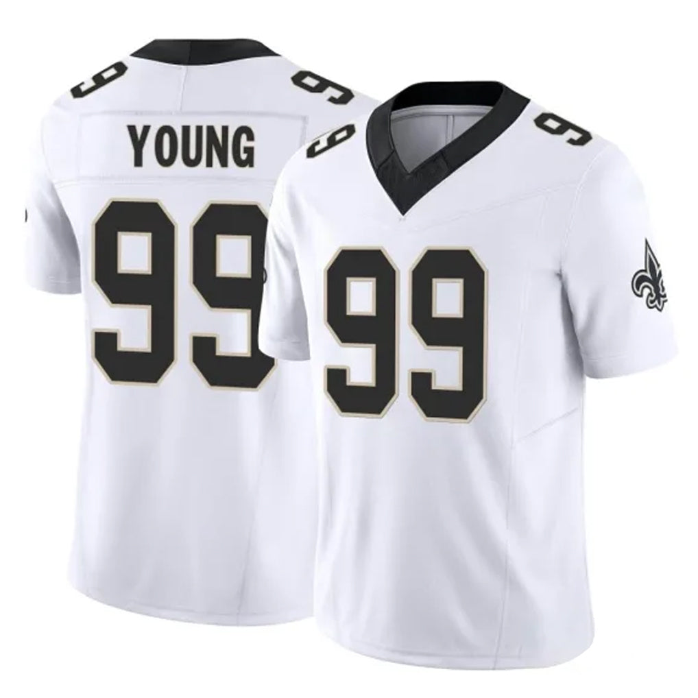 Vanessashop NO.Saints #99 Chase Young Player White Limited Vapor F.U.S.E. Home Game Stitched Jerseys