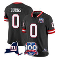 Vanessashop NY.Giants #0 Brian Burns Player Black 100th Season & State Patch Vapor Limited Home Game Stitched Jerseys
