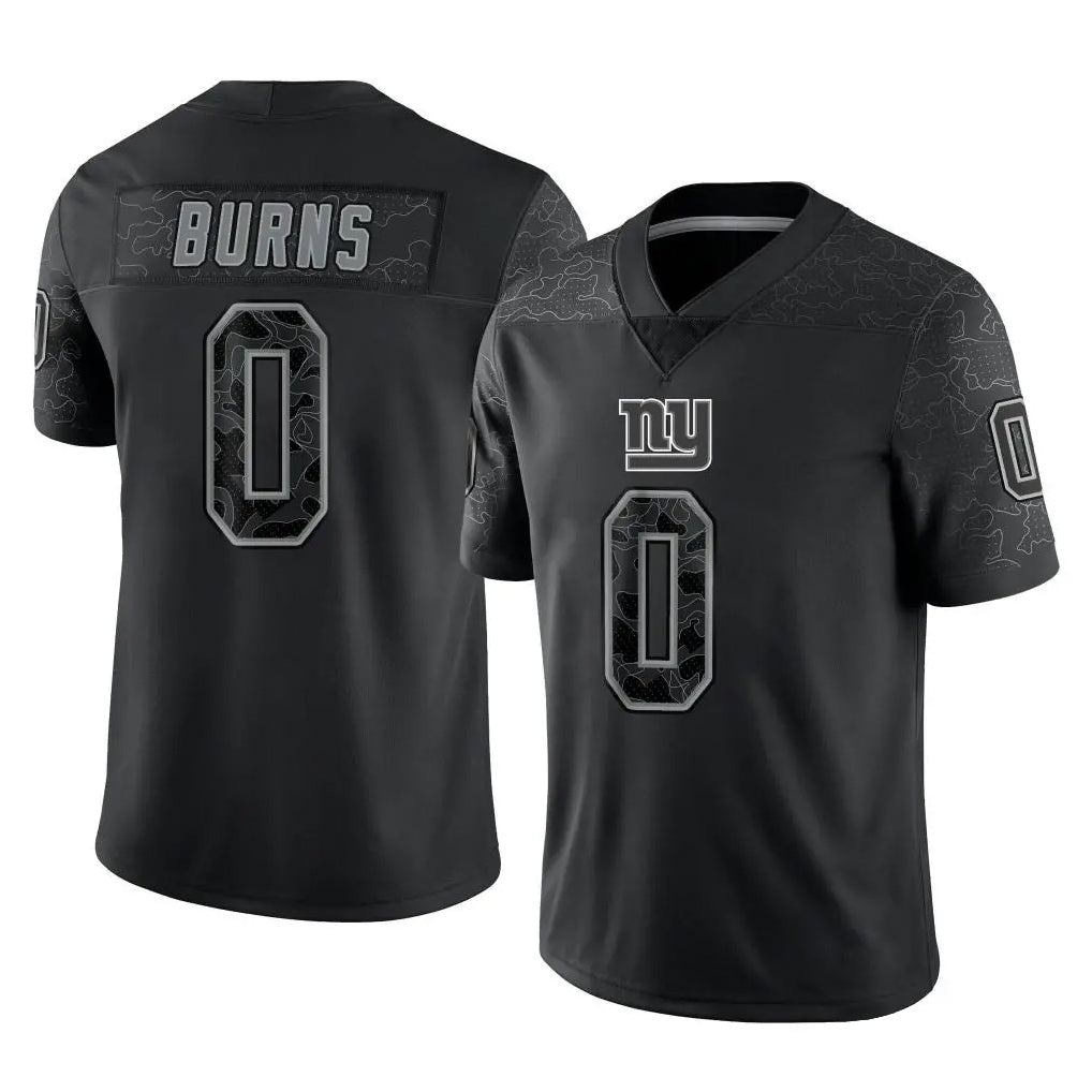 Vanessashop NY.Giants #0 Brian Burns Player Black Limited Reflective Home Game Stitched Jerseys