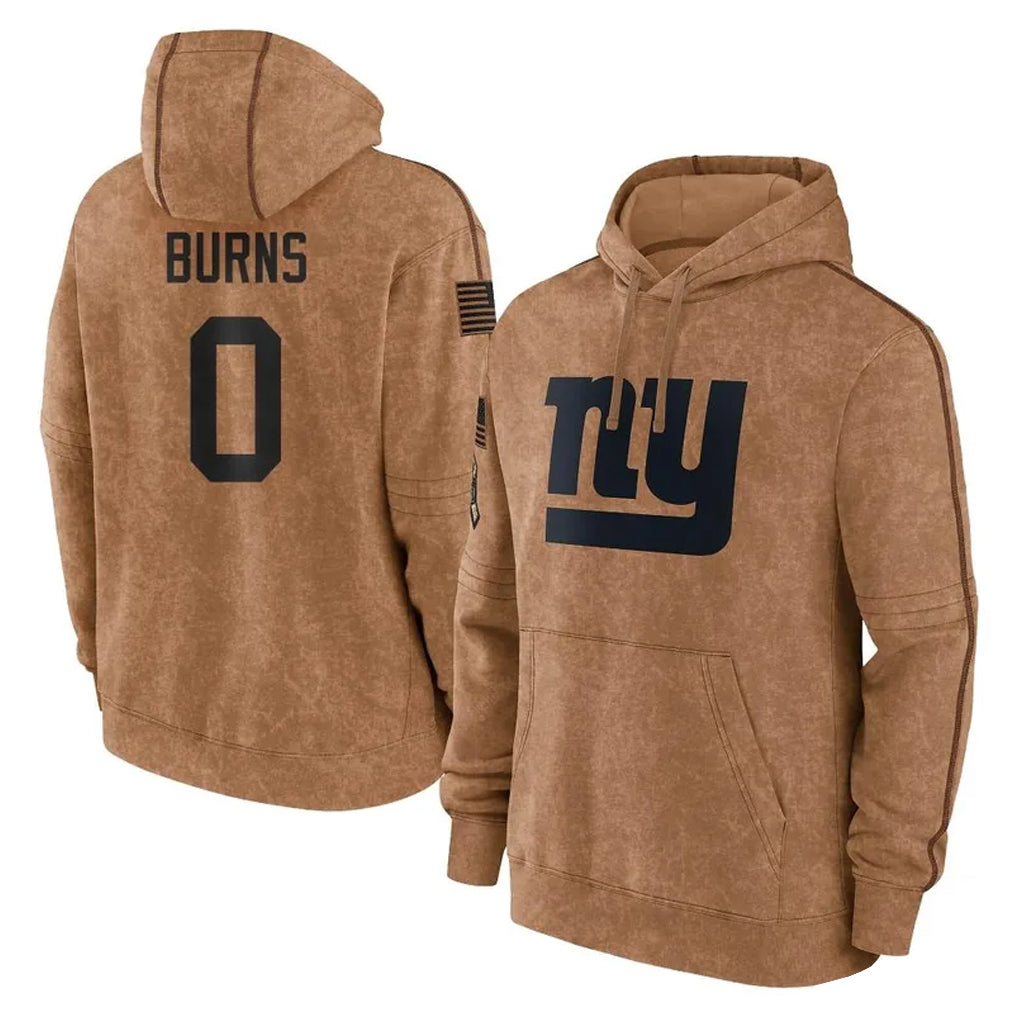 Vanessashop NY.Giants #0 Brian Burns Player Brown Salute to Service Pullover Hoodies Limited Game Stitched Jerseys