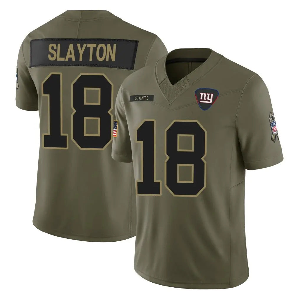 Vanessashop NY.Giants #18 Darius Slayton Player Olive 2025 Salute To Service Limited Stitched Jerseys