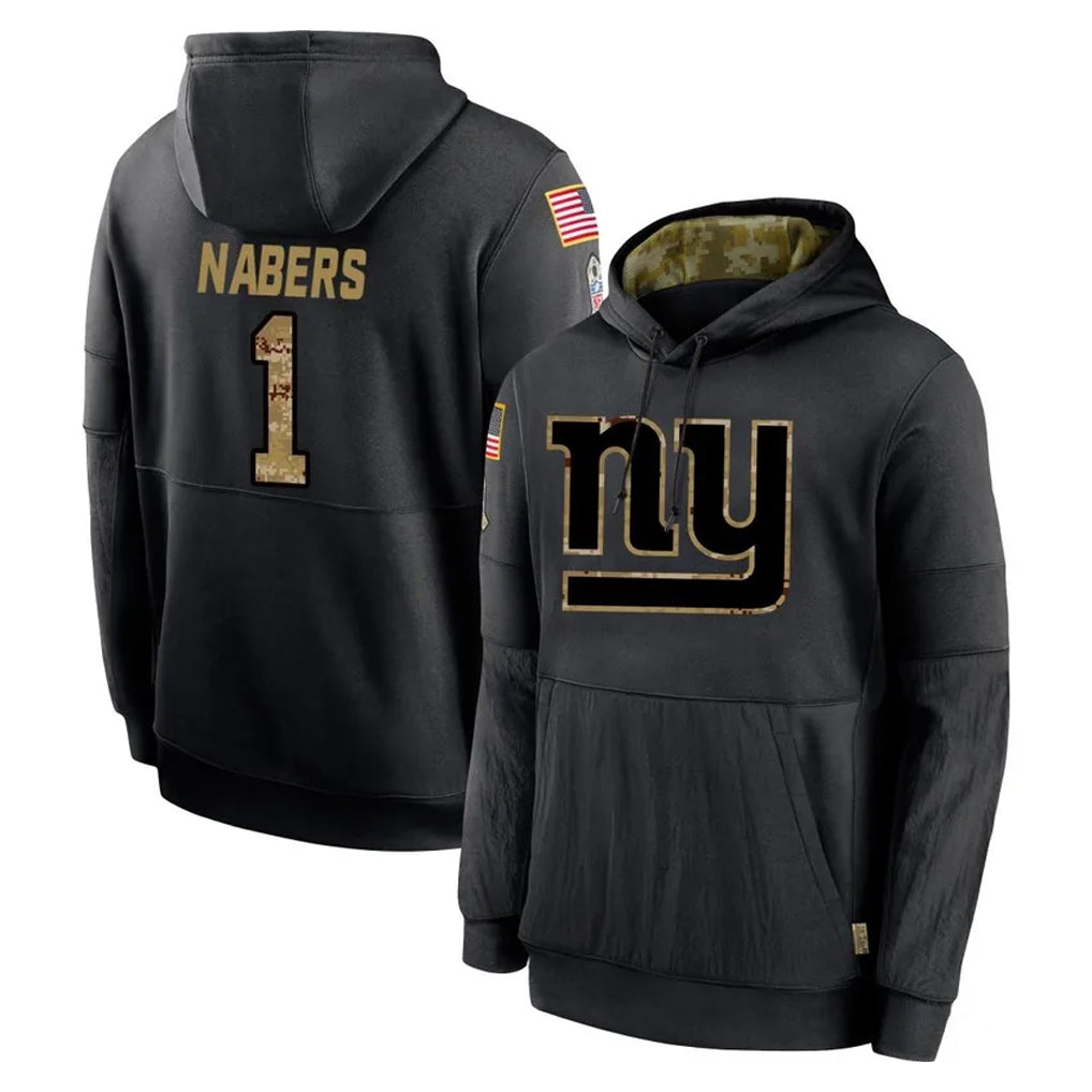 Vanessashop NY.Giants #1 Malik Nabers Player Black Salute to Service Hoodies Limited Game Stitched Jerseys