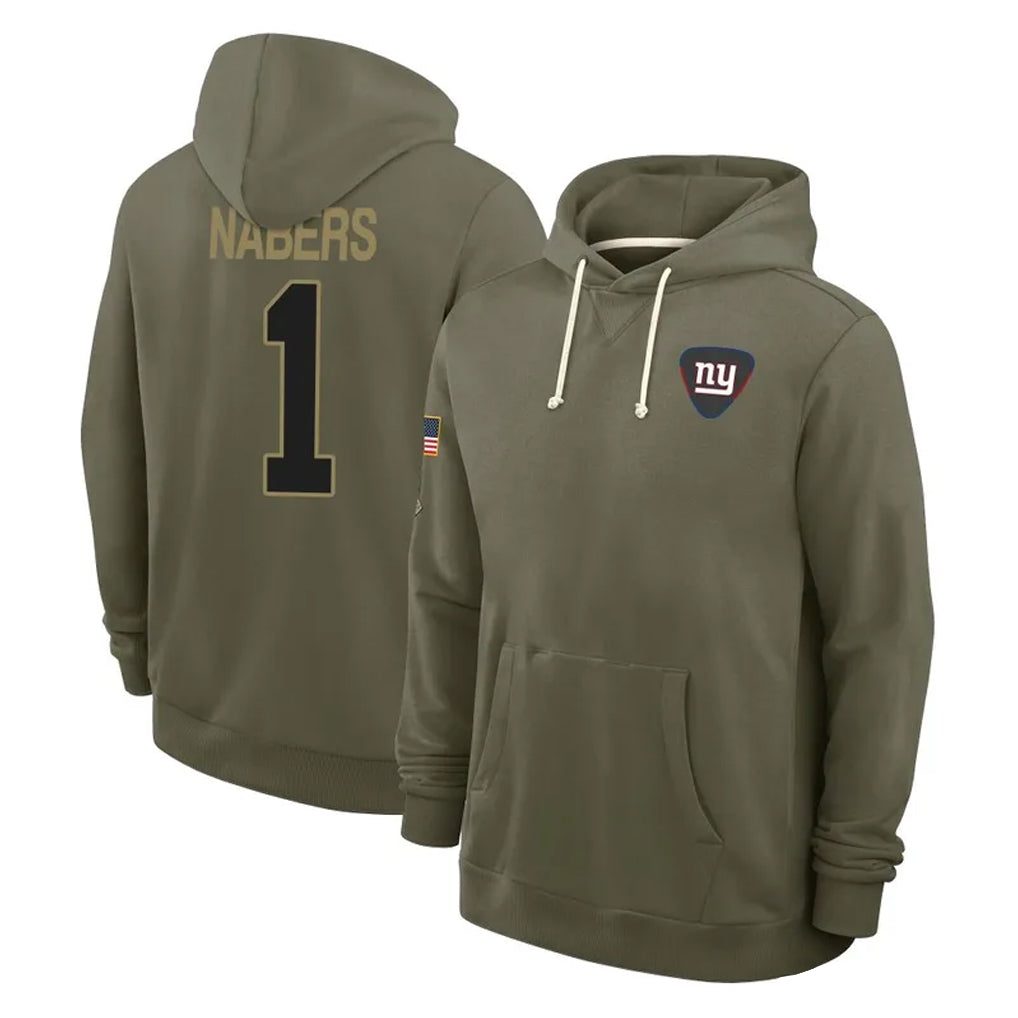 Vanessashop NY.Giants #1 Malik Nabers Player Olive Salute to Service Pullover Hoodies Limited Stitched Jerseys