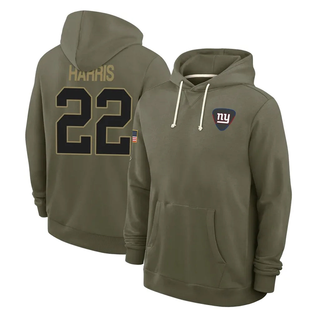 Vanessashop NY.Giants #22 Najee Harris Player Olive Salute to Service Pullover Hoodies Limited Stitched Jerseys