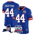 Vanessashop NY.Giants #44 Cam Skattebo Player Royal 100th Season & State Patch Vapor Limited Home Game Stitched Jerseys