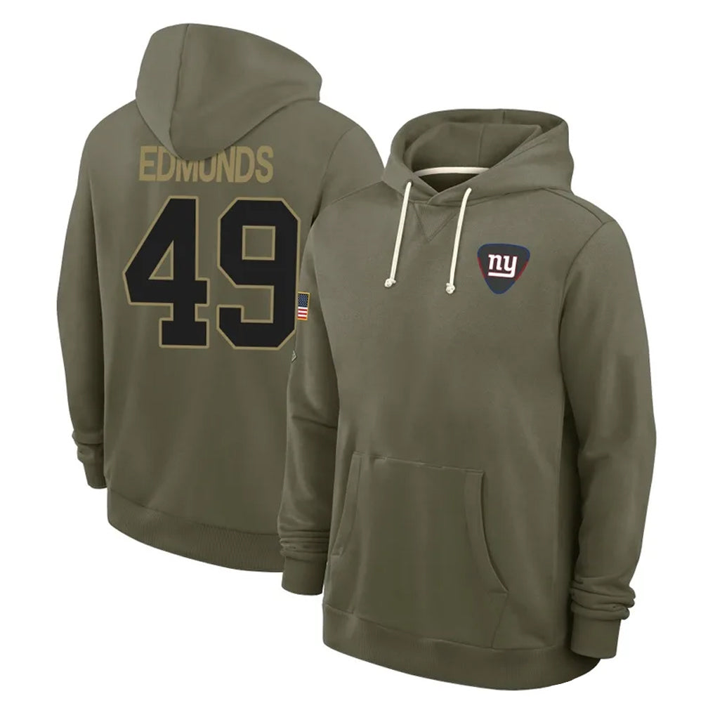 Vanessashop NY.Giants #49 Tremaine Edmunds Player Olive Salute to Service Pullover Hoodies Limited Stitched Jerseys