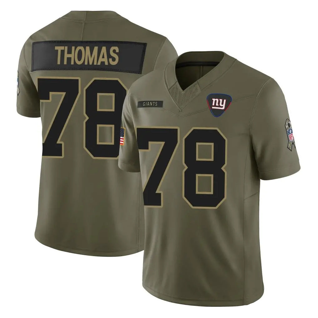 Vanessashop NY.Giants #78 Andrew Thomas Player Olive 2025 Salute To Service Limited Stitched Jerseys