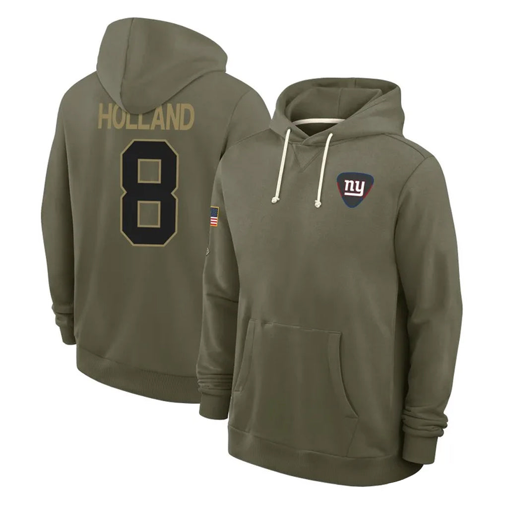 Vanessashop NY.Giants #8 Jevon Holland Player Olive Salute to Service Pullover Hoodies Limited Stitched Jerseys