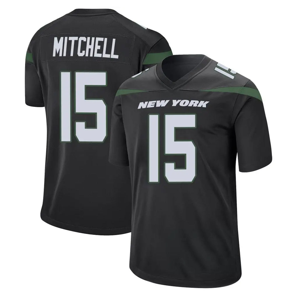Vanessashop NY.Jets #15 Adonai Mitchell Player Stealth Black Home Game Stitched Jerseys