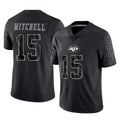 Vanessashop NY.Jets #15 Adonai Mitchell Player Stealth Black Limited Reflective Home Game Stitched Jerseys