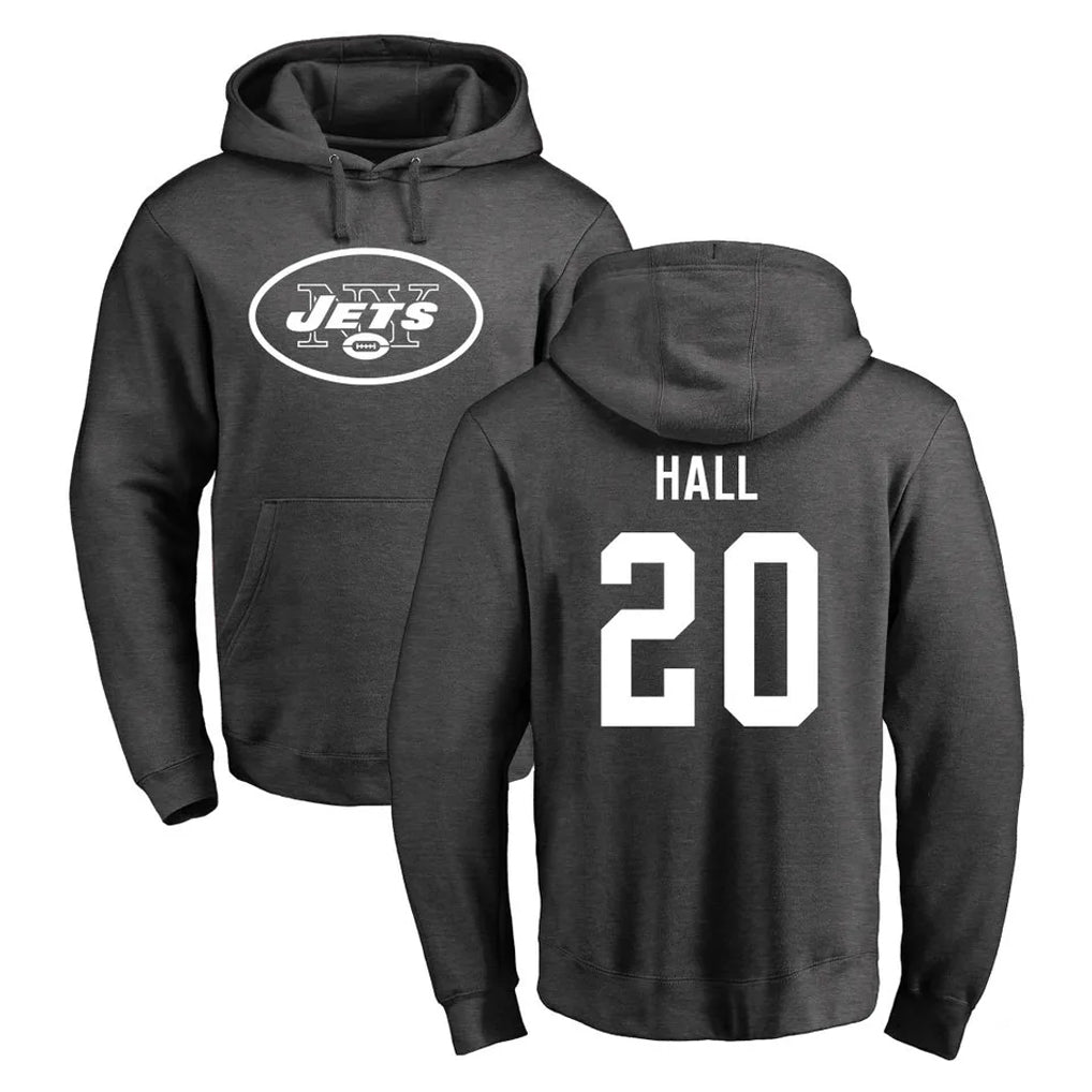 Vanessashop NY.Jets #20 Breece Hall Player Gray Pullover Hoodies Limited Game Stitched Jerseys