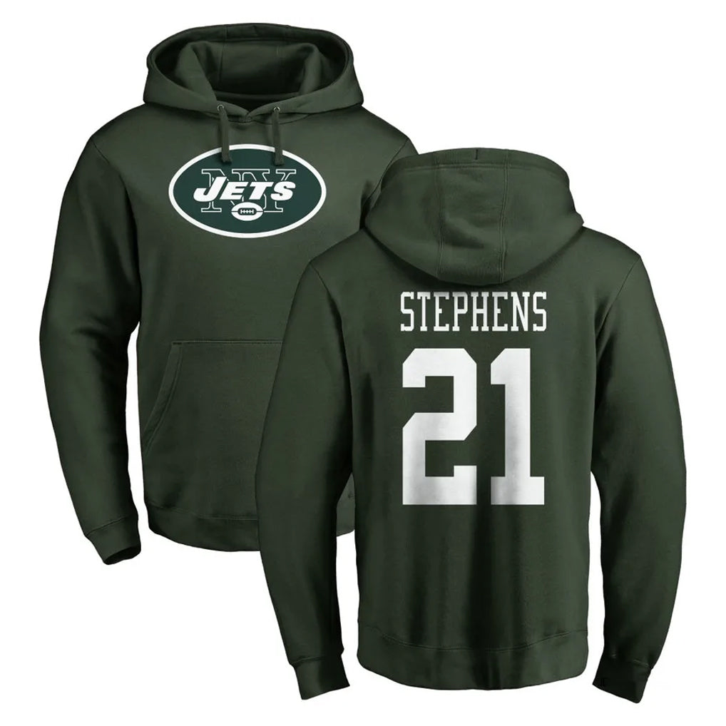 Vanessashop NY.Jets #21 Brandon Stephens Player Green LOGO Pullover Hoodies Limited Game Stitched Jerseys
