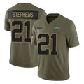 Vanessashop NY.Jets #21 Brandon Stephens Player Olive 2025 Salute To Service Limited Stitched Jerseys