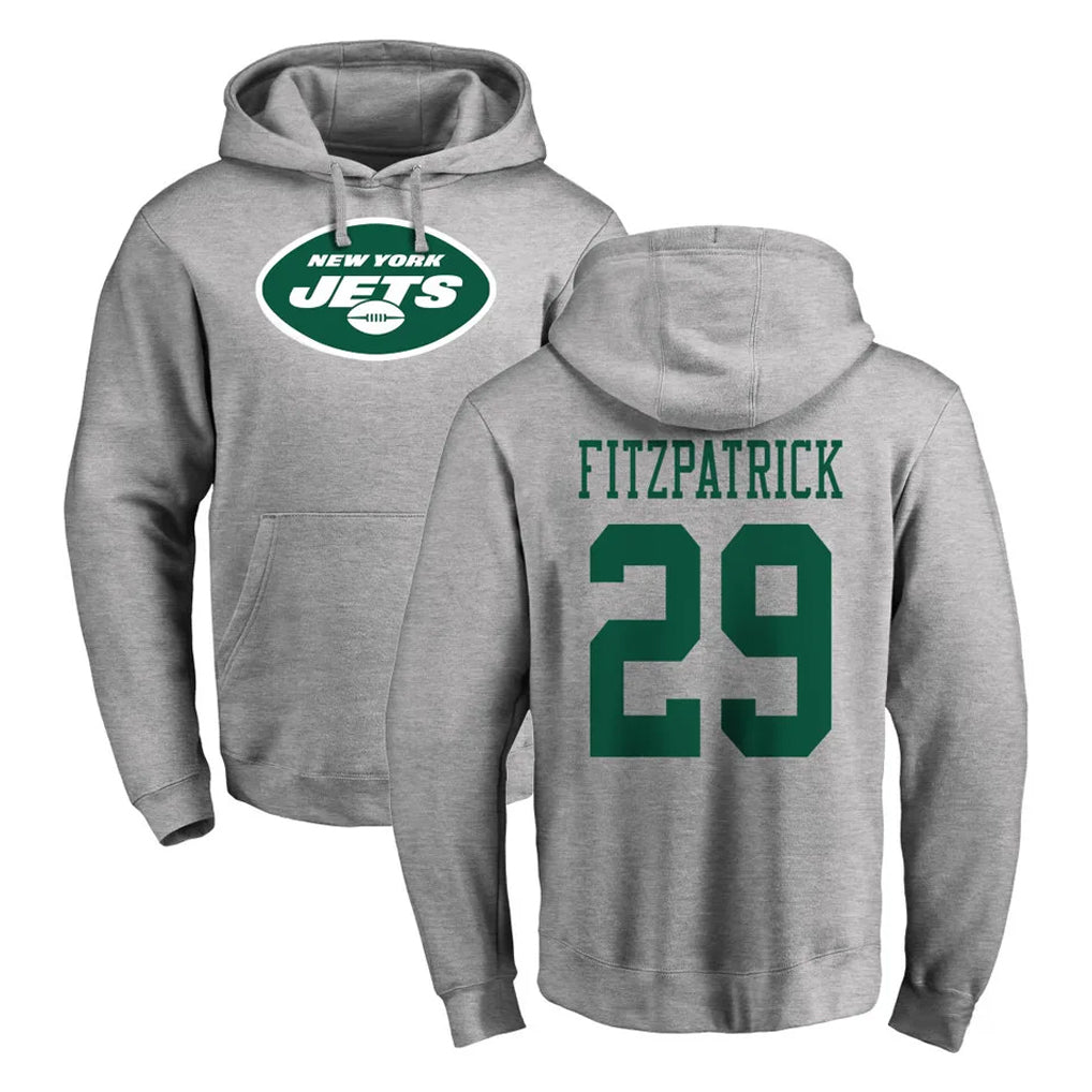 Vanessashop NY.Jets #29 Minkah Fitzpatrick Player Gray LOGO Pullover Hoodies Limited Game Stitched Jerseys
