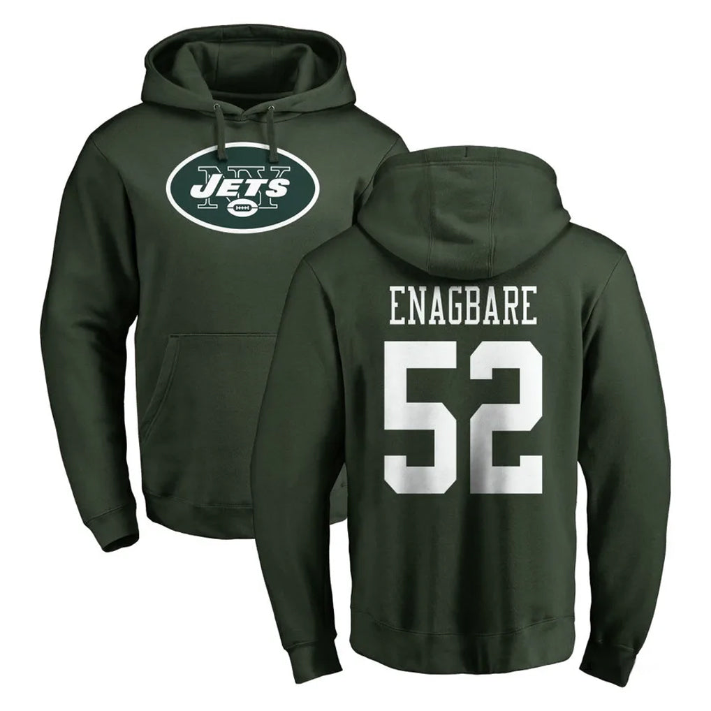 Vanessashop NY.Jets #52 Kingsley Enagbare Player Green LOGO Pullover Hoodies Limited Game Stitched Jerseys