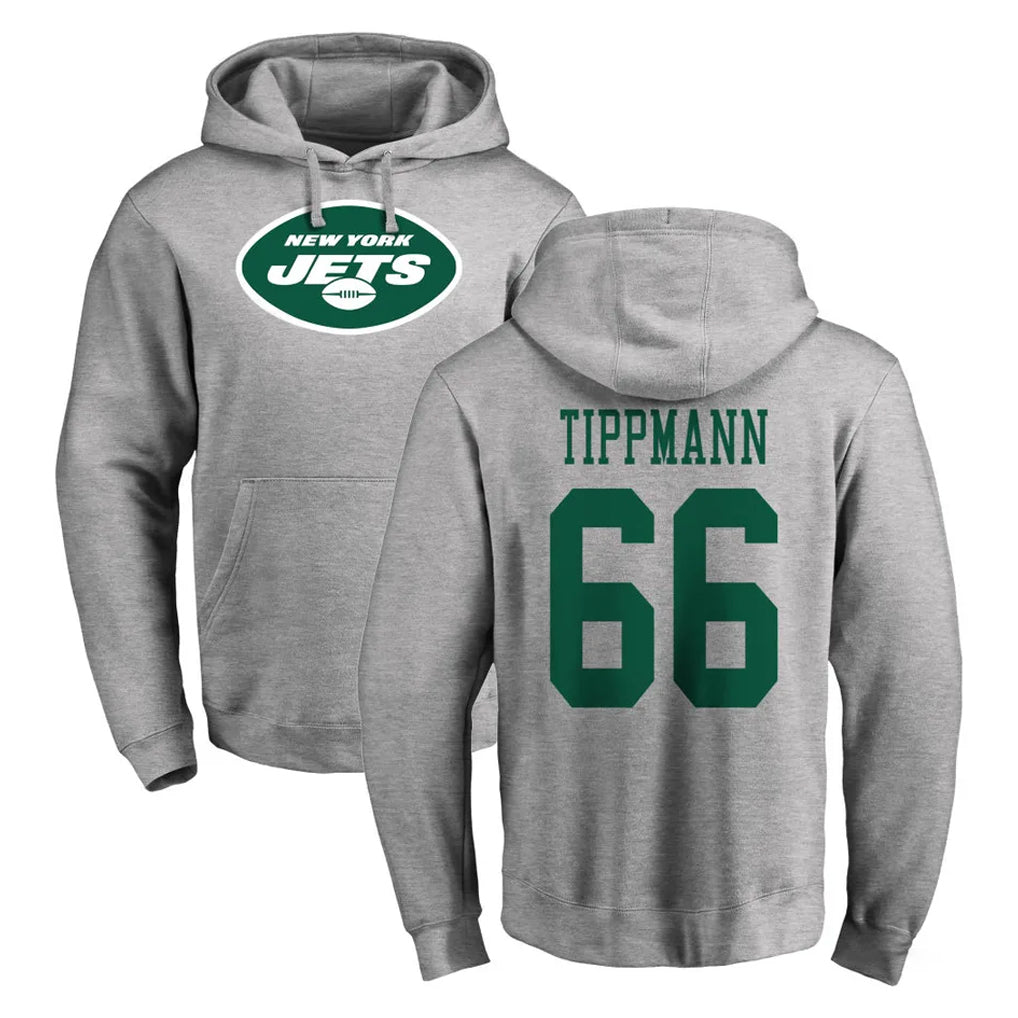 Vanessashop NY.Jets #66 Joe Tippmann Player Gray LOGO Pullover Hoodies Limited Game Stitched Jerseys