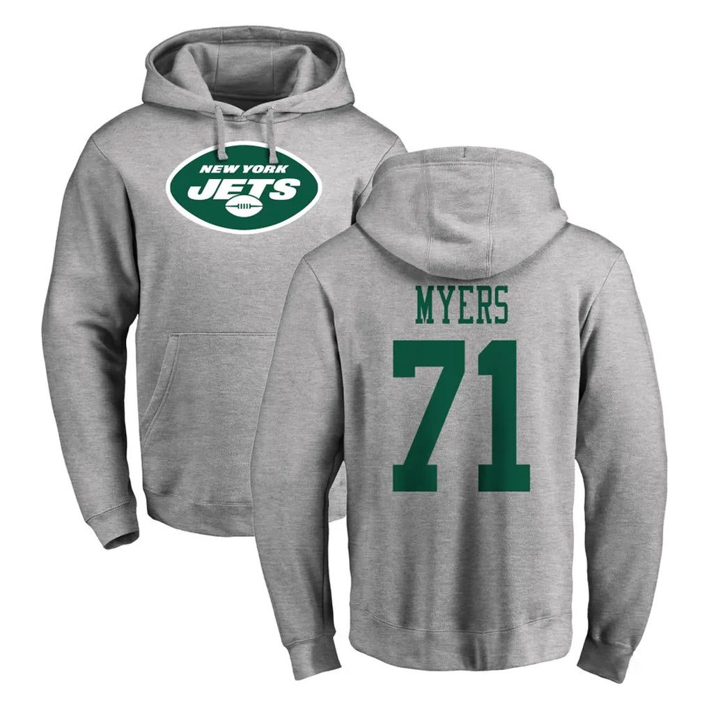 Vanessashop NY.Jets #71 Josh Myers Player Gray LOGO Pullover Hoodies Limited Game Stitched Jerseys