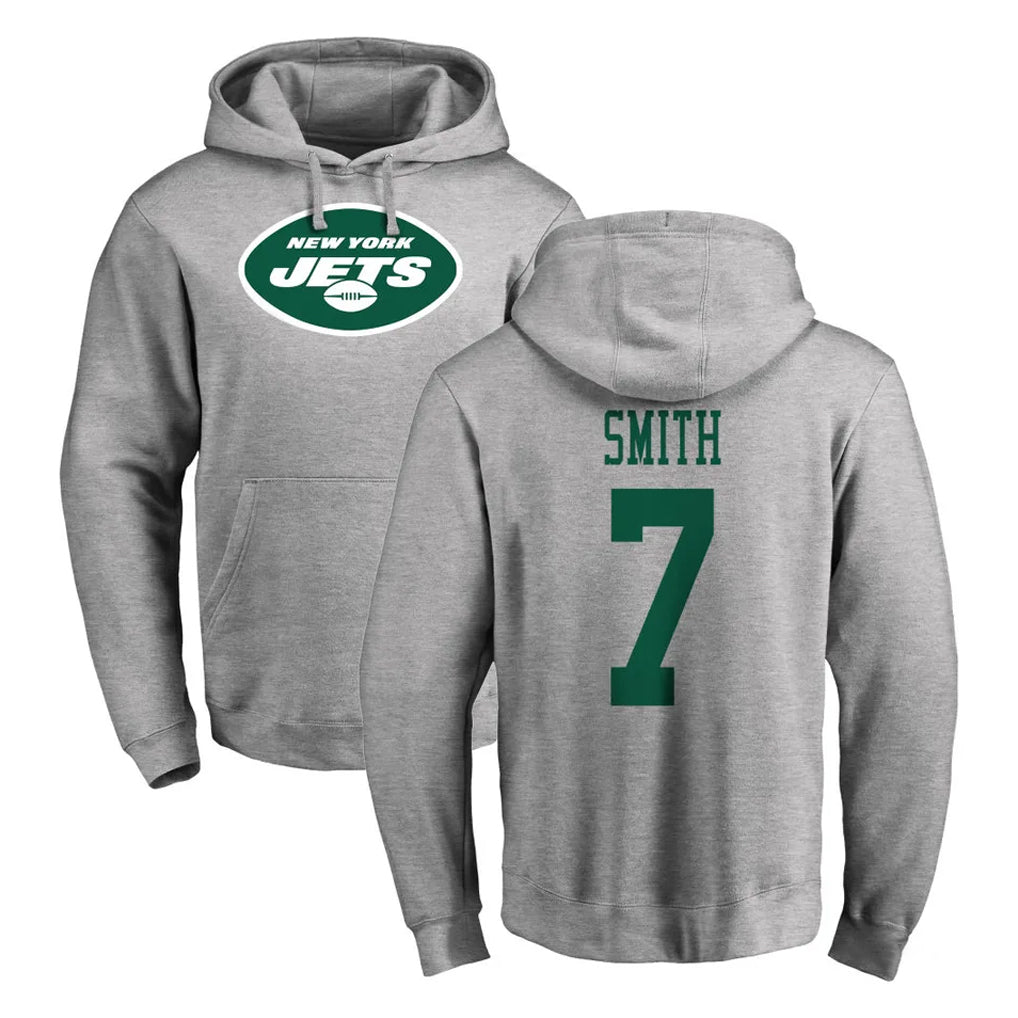 Vanessashop NY.Jets #7 Geno Smith Player Gray LOGO Pullover Hoodies Limited Game Stitched Jerseys