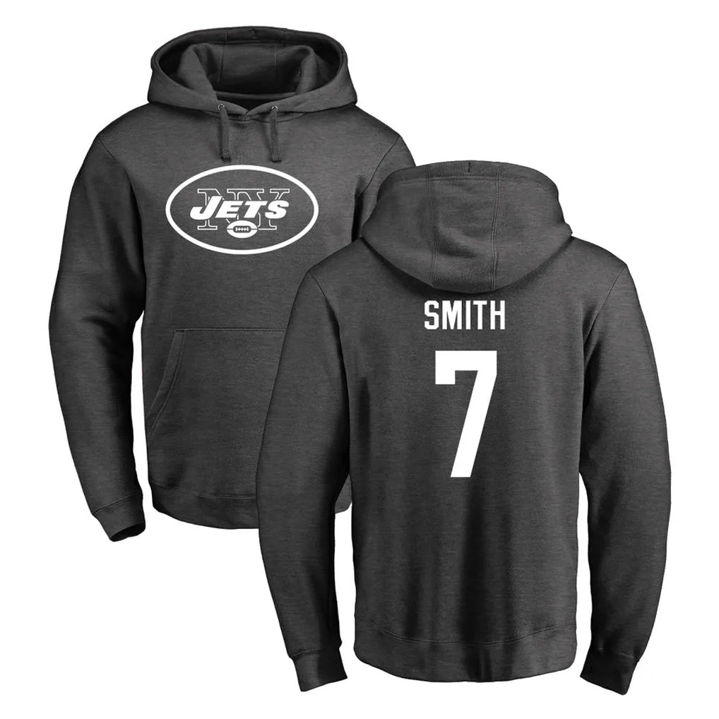 Vanessashop NY.Jets #7 Geno Smith Player Gray Pullover Hoodies Limited Game Stitched Jerseys