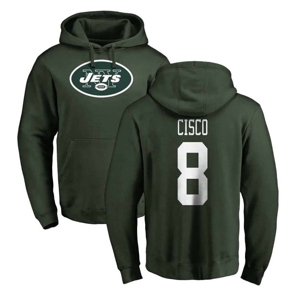 Vanessashop NY.Jets #8 Andre Cisco Player Green LOGO Pullover Hoodies Limited Game Stitched Jerseys