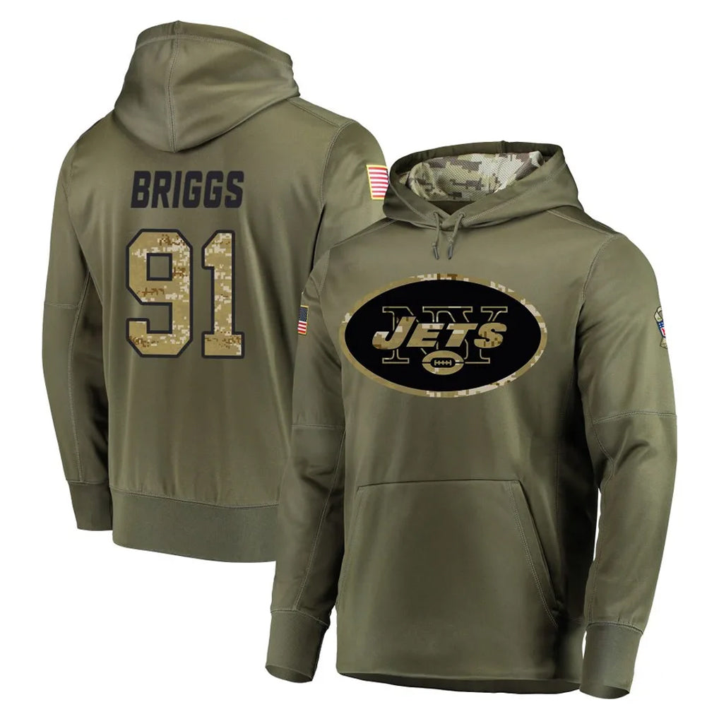 Vanessashop NY.Jets #91 Jowon Briggs Player Olive Salute to Service Pullover Hoodies Home Game Stitched Jerseys