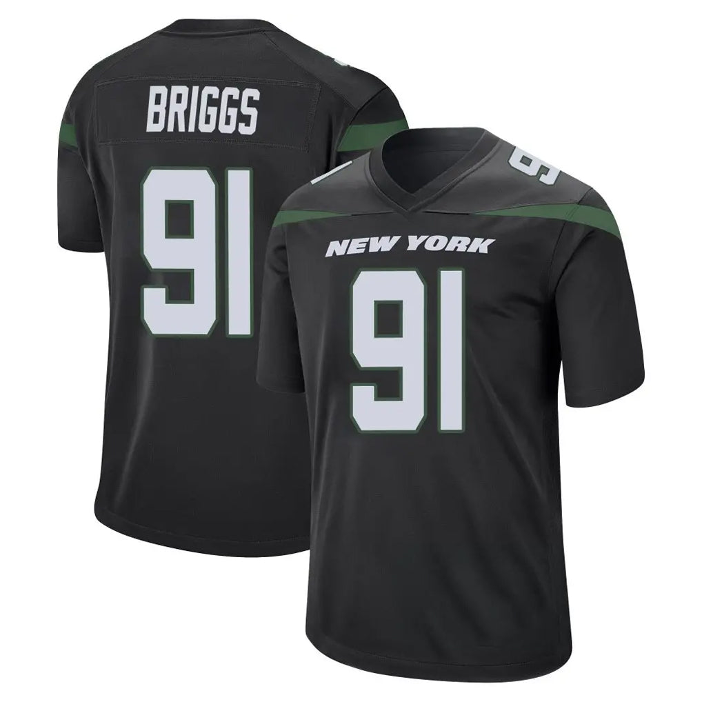 Vanessashop NY.Jets #91 Jowon Briggs Player Stealth Black Home Game Stitched Jerseys