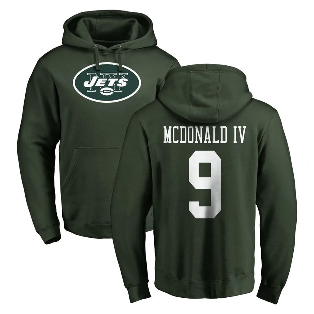 Vanessashop NY.Jets #9 Will McDonald IV Player Green LOGO Pullover Hoodies Limited Game Stitched Jerseys