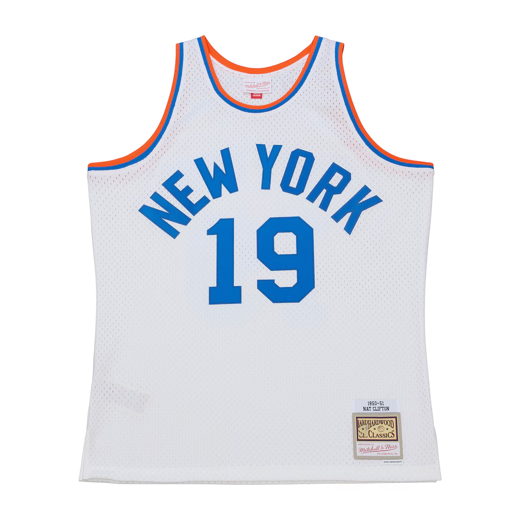 Vanessashop NY.Knicks #19 Nathaniel Clifton Mitchell & Ness White 1950-51 Pioneers Swingman Jerseys