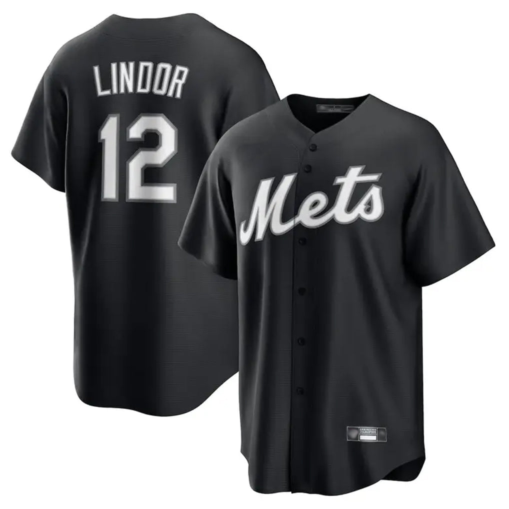 Vanessashop NY.Mets #12 Francisco Lindor Player Black Home Game Stitched Jerseys