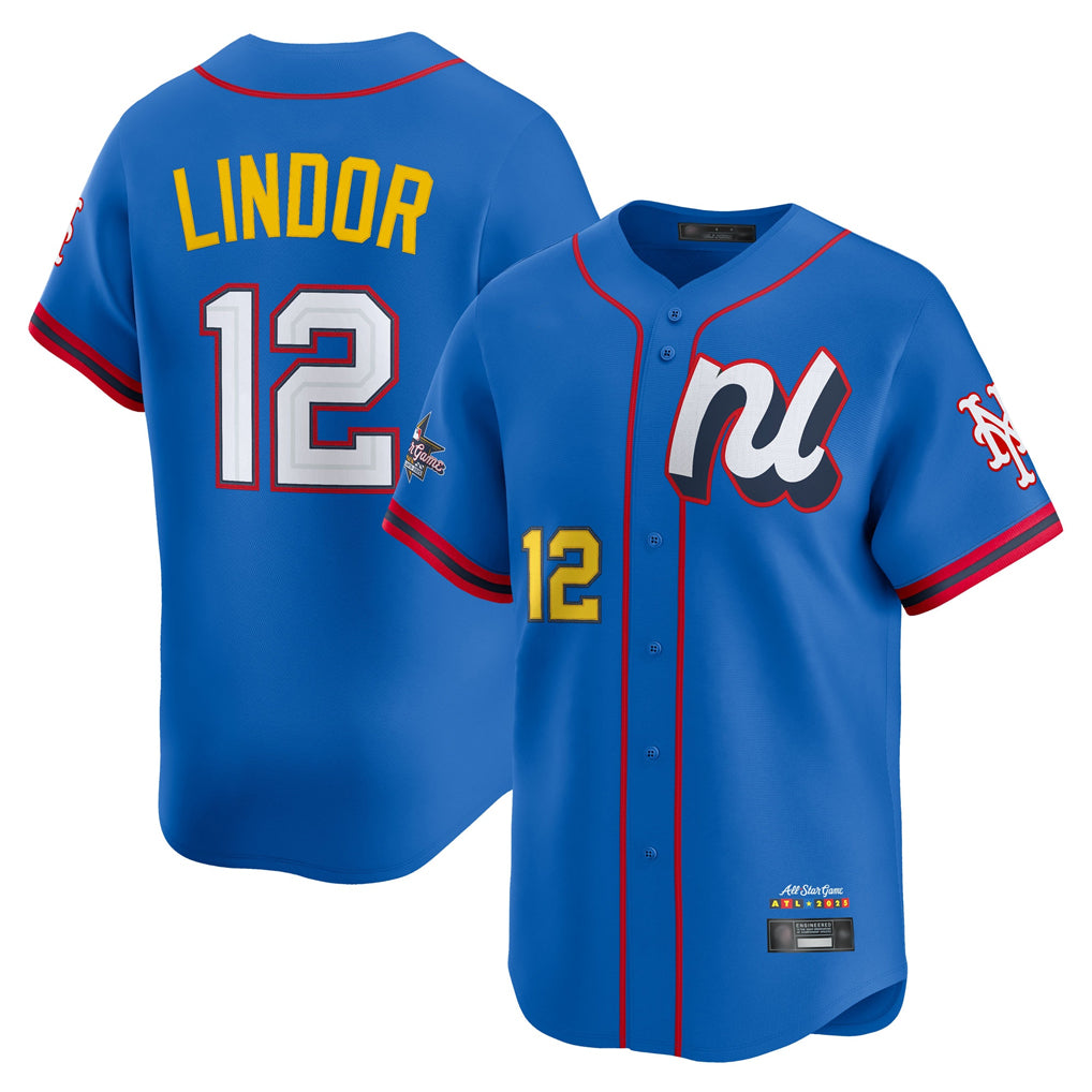 Vanessashop NY.Mets #12 Francisco Lindor Player Blue All-Star Edition Limited Stitched Jerseys