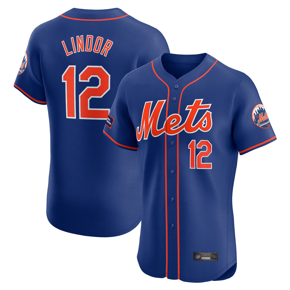Vanessashop NY.Mets #12 Francisco Lindor Player Royal Limited Elite Home Stitched Jerseys