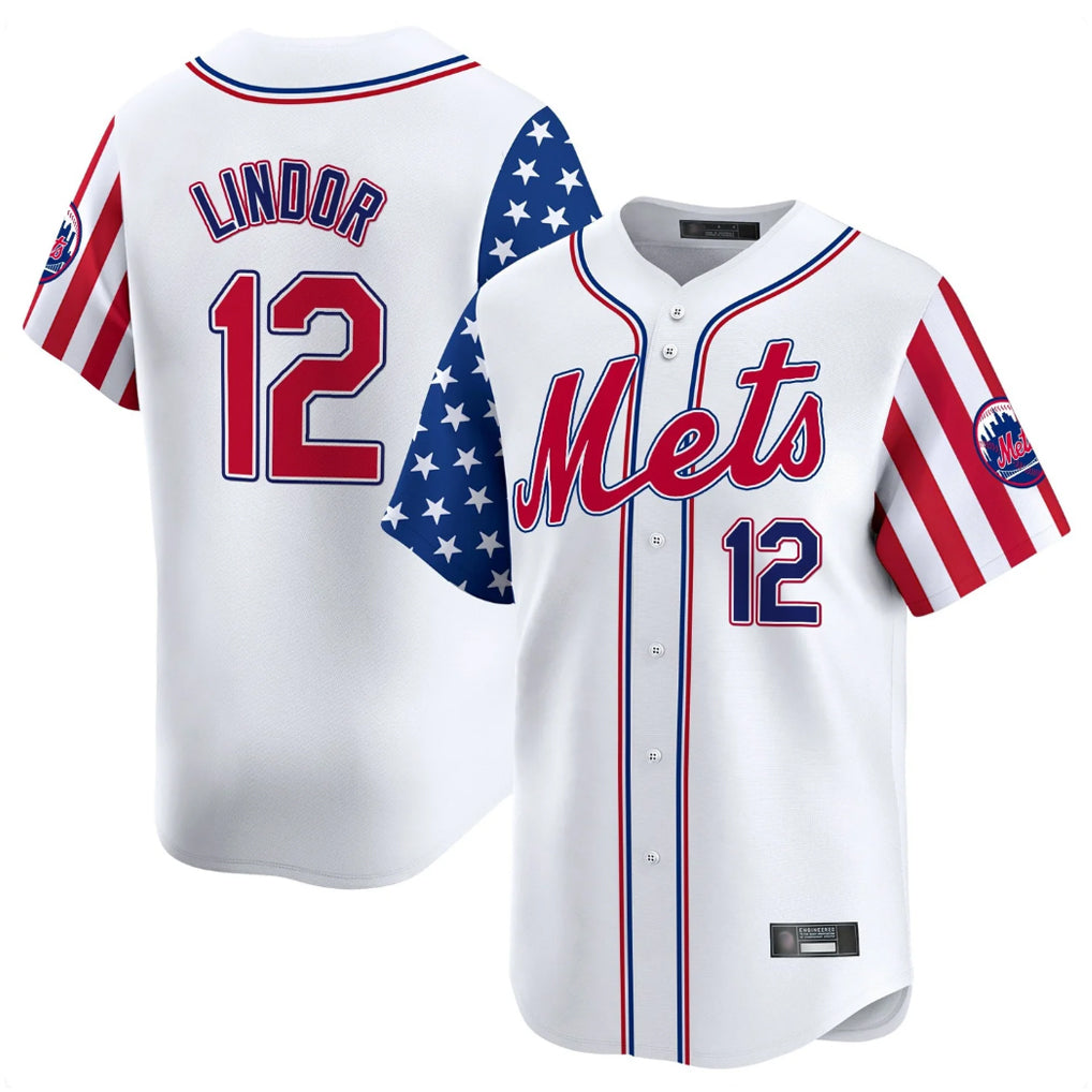 Vanessashop NY.Mets #12 Francisco Lindor Player White 2025 Independence Day Vapor Premier Limited  Stitched Jerseys