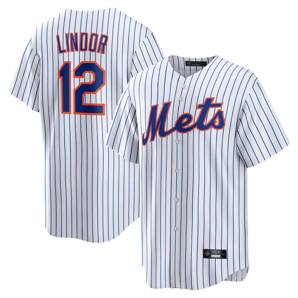 Vanessashop NY.Mets #12 Francisco Lindor Player White Home Game Stitched Jerseys