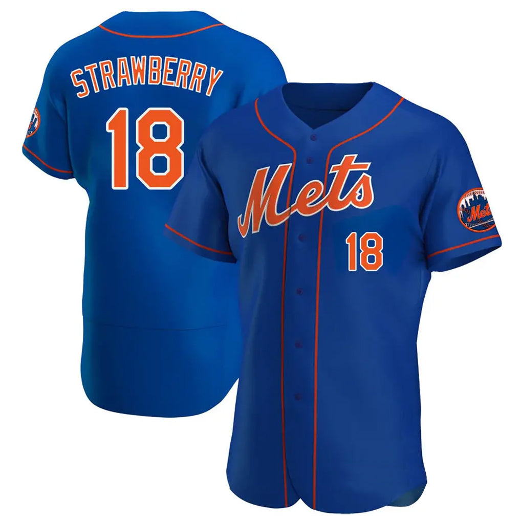 Vanessashop NY.Mets #18 Darryl Strawberry Player Royal Limited Elite Home Stitched Jerseys