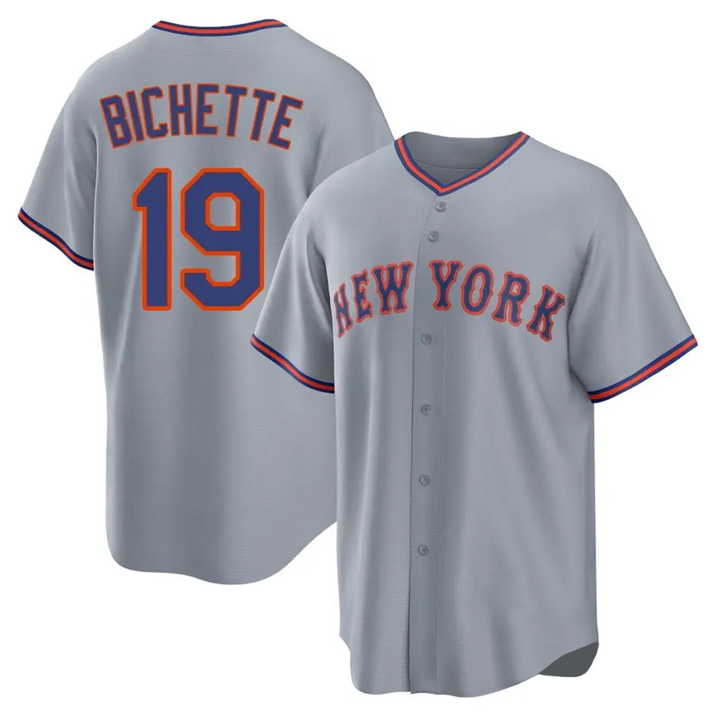 Vanessashop NY.Mets #19 Bo Bichette Player Gray Road Home Game Stitched Jerseys