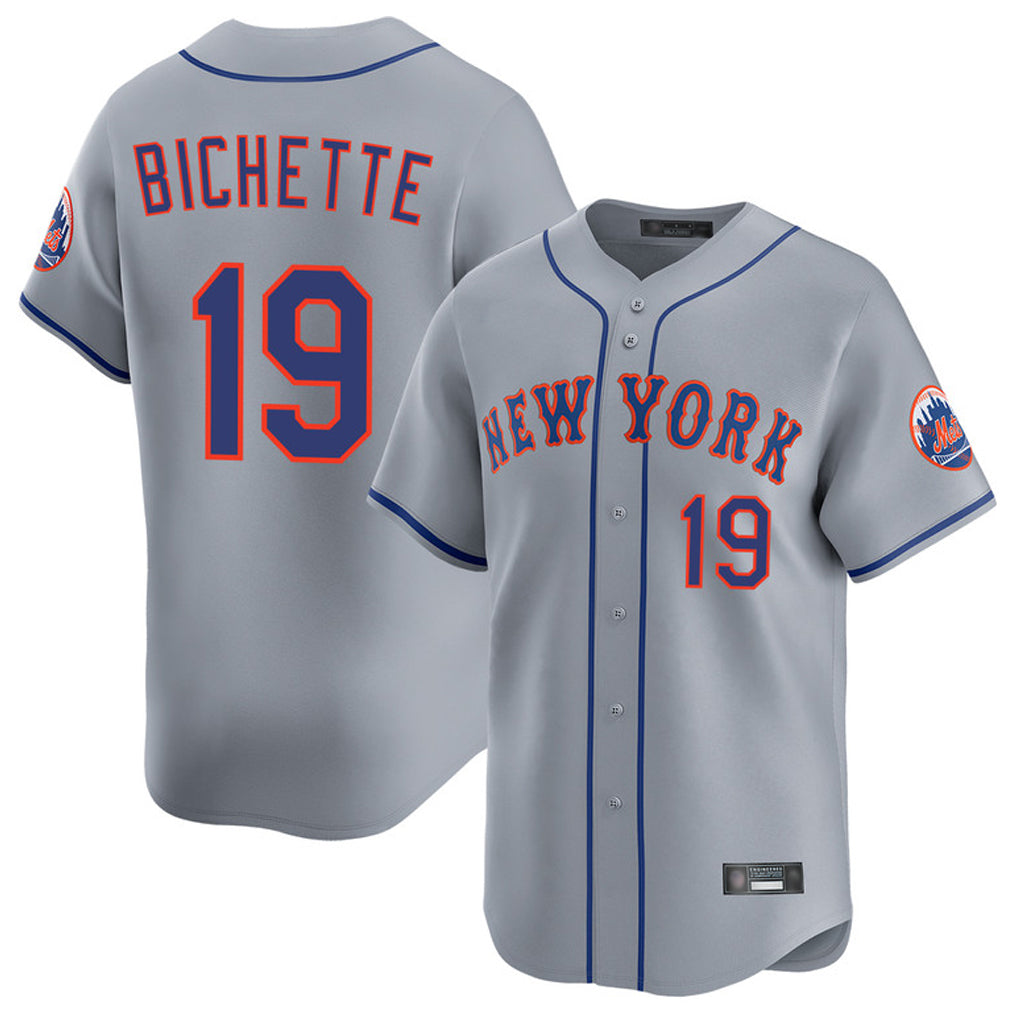 Vanessashop NY.Mets #19 Bo Bichette Player Gray Road Limited Home Stitched Jerseys