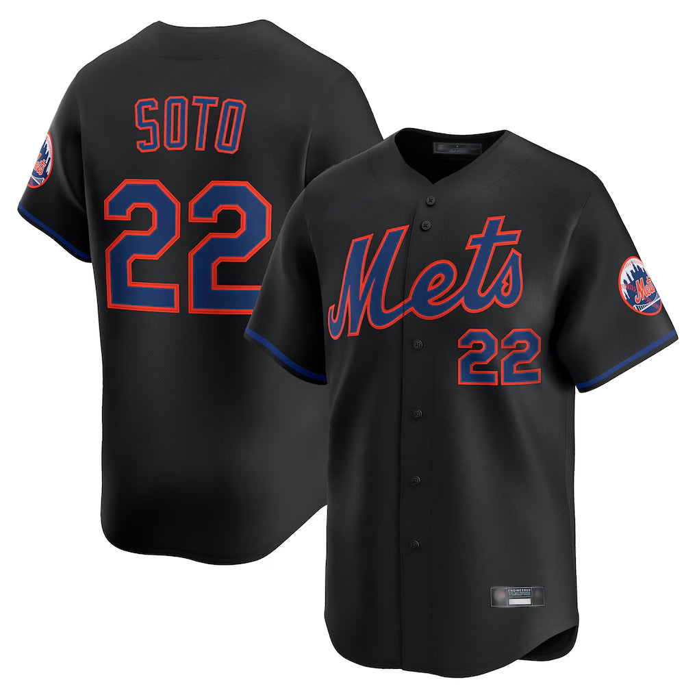 Vanessashop NY.Mets #22 Juan Soto Player Black Alternate Home Limited Stitched Jerseys