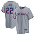 Vanessashop NY.Mets #22 Juan Soto Player Gray Road Home Game Stitched Jerseys