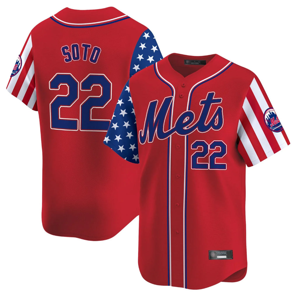 Vanessashop NY.Mets #22 Juan Soto Player Red 2025 Independence Day Vapor Premier Limited  Stitched Jerseys