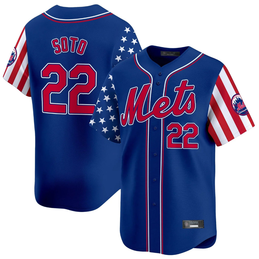 Vanessashop NY.Mets #22 Juan Soto Player Royal 2025 Independence Day Vapor Premier Limited  Stitched Jerseys