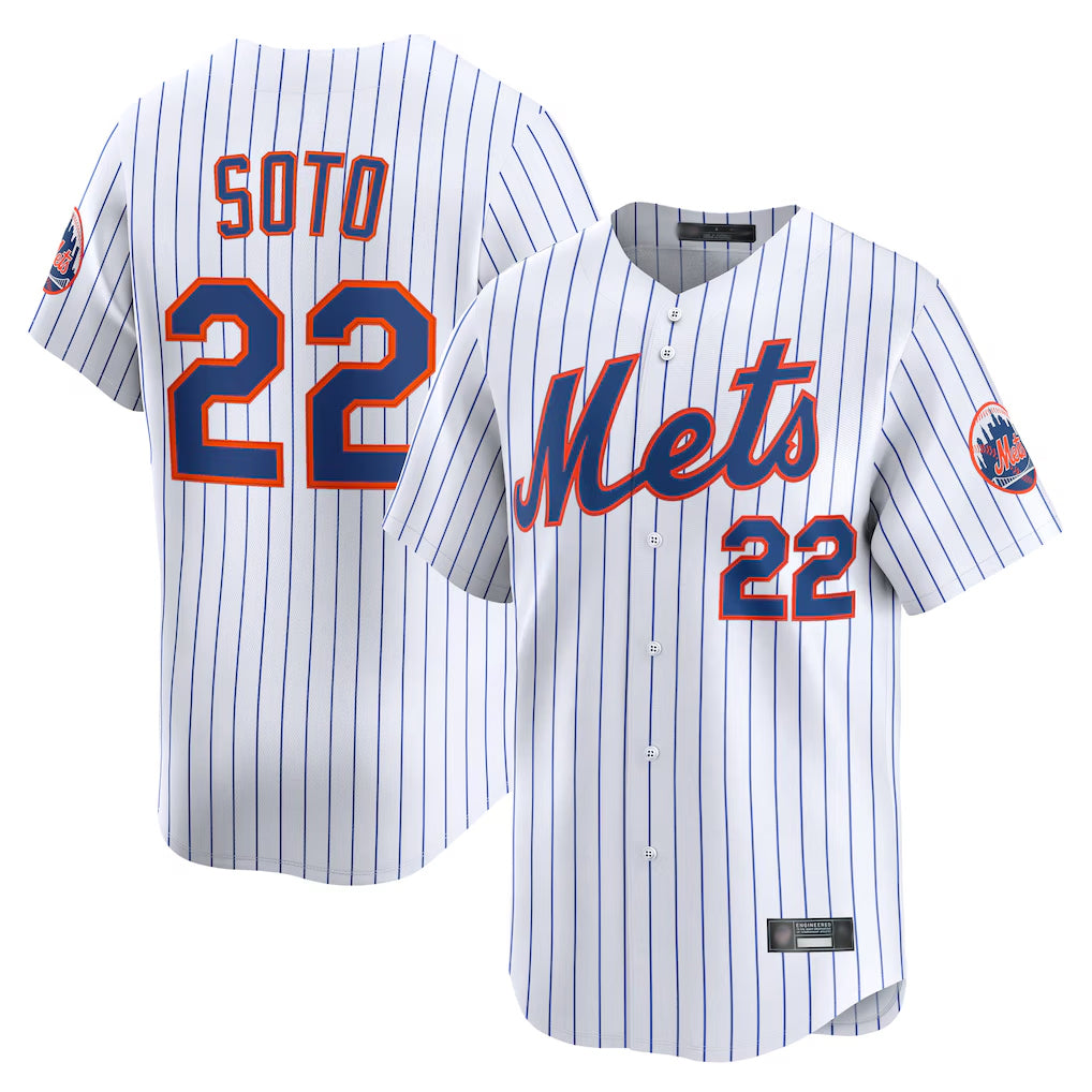 Vanessashop NY.Mets #22 Juan Soto Player White Home Limited Stitched Jerseys