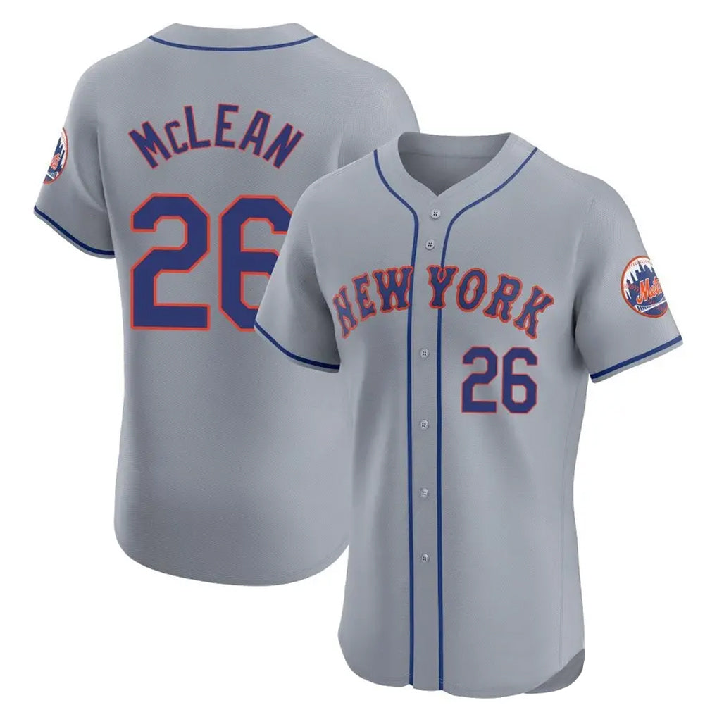Vanessashop NY.Mets #26 Nolan McLean Player Gray Road Limited Elite Home Stitched Jerseys