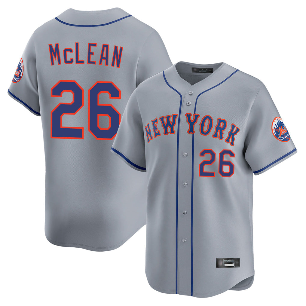 Vanessashop NY.Mets #26 Nolan McLean Player Gray Road Limited Home Stitched Jerseys