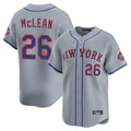 Vanessashop NY.Mets #26 Nolan McLean Player Gray Road Limited Home Stitched Jerseys