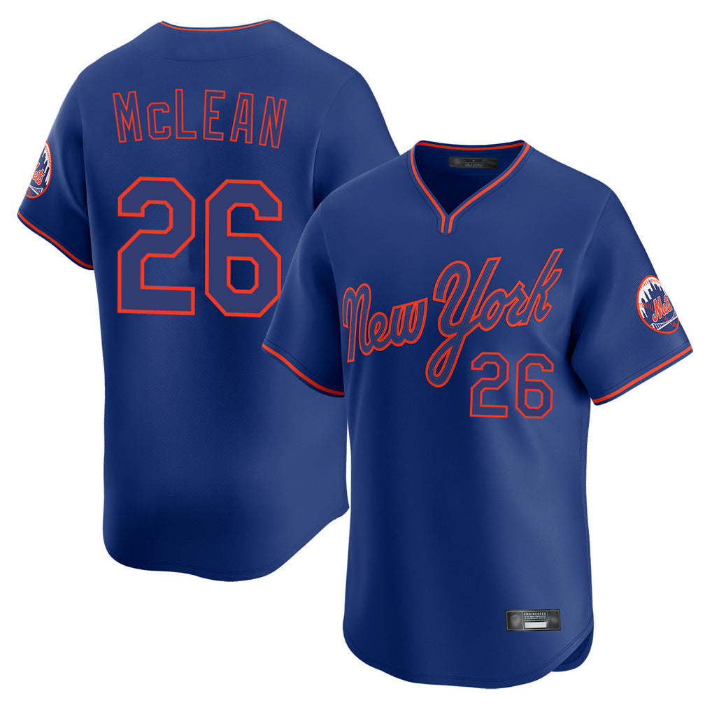 Vanessashop NY.Mets #26 Nolan McLean Player Royal T-shirt Home Limited Elite Stitched Jerseys