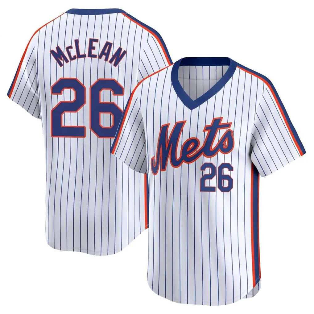 Vanessashop NY.Mets #26 Nolan McLean Player White Cooperstown Collection T-shirt Game Stitched Jerseys
